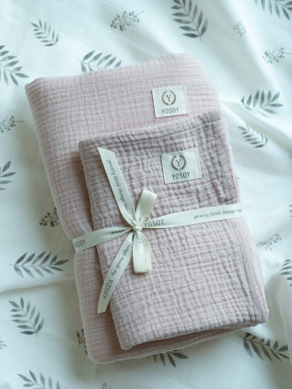 Muślinowy zestaw poduszka i otulacz Yosoy - khaki