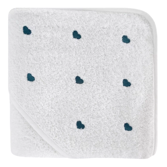 Niemowlęce okrycie kąpielowe Baby 58 Serca Eurofirany biały/niebieski