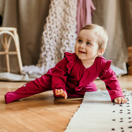 Pajac niemowlęcy ze stópkami Bloom Eevi - bordowy
