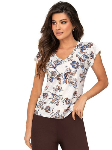 Piżama damska Naomi 3/4 Donna - ecru-mocca