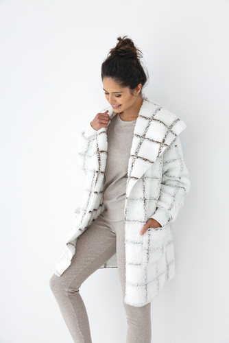 Kardigan Szlafrok Delphine Sensis - biały-kratka