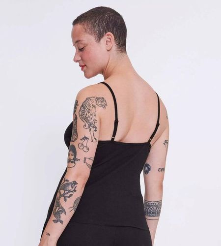 GO Ribbed Spaghetti Top Sloggi - black