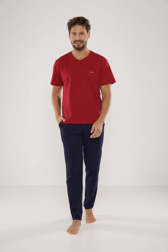 Piżama Męska 624 Kevin De Lafense - bordo- granat