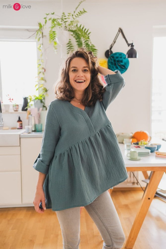 Tunika z muślinu organicznego Mother Nature Milk&Love wrzosowy