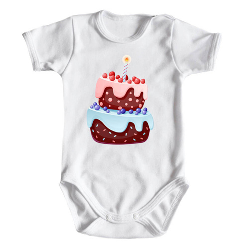 Body krótki rękaw "ROCZEK torcik z jedynką" Moocha biały