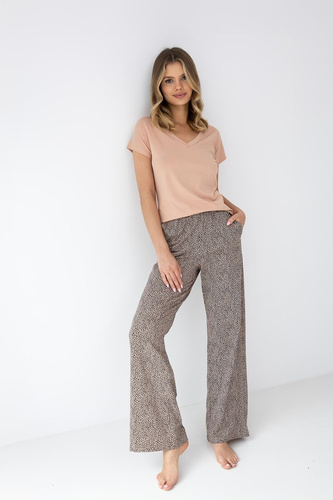 Piżama damska Liana Sensis – bambusowa z krótkim rękawem i długimi spodniami | Komfort premium & panterkowy print