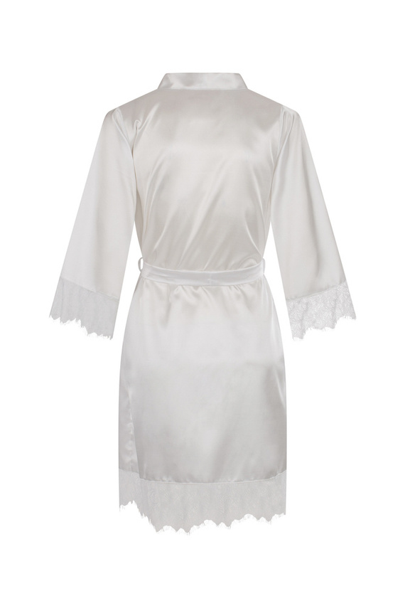 Szlafrok damski z koronką Gloria ByShelly - biały