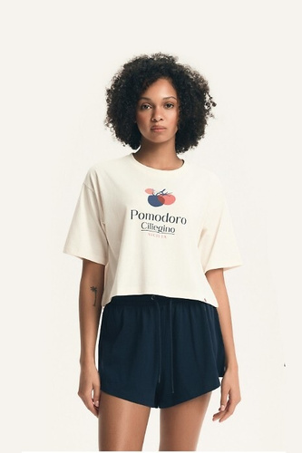 Piżama damska Henderson 43724 Dessie, bawełniana, krótki rękaw, szorty, print