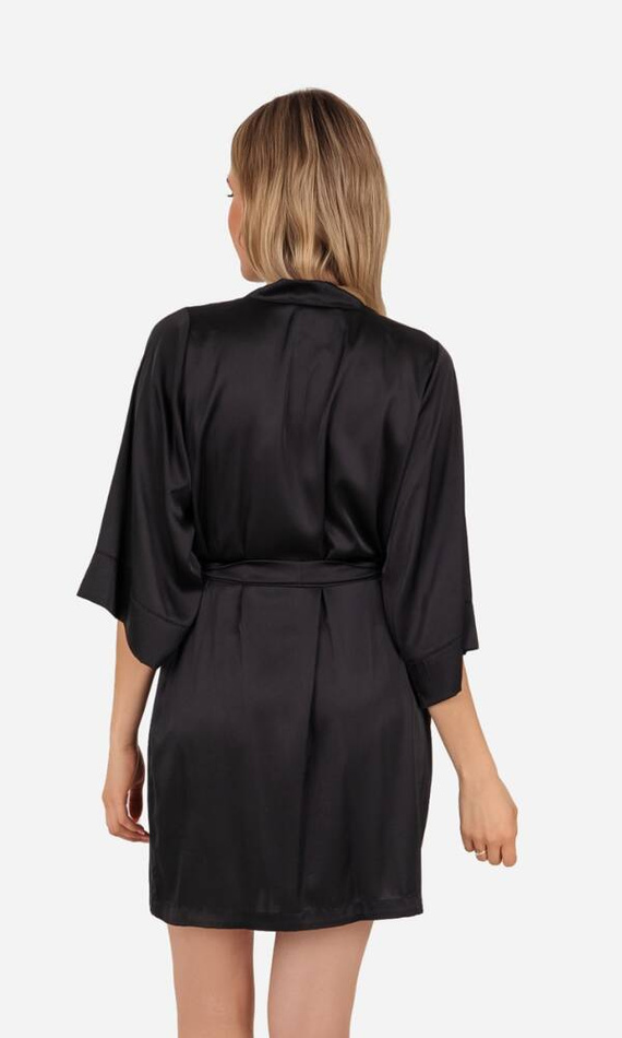 Szlafrok damski satynowy Liza ByShelly - czarny