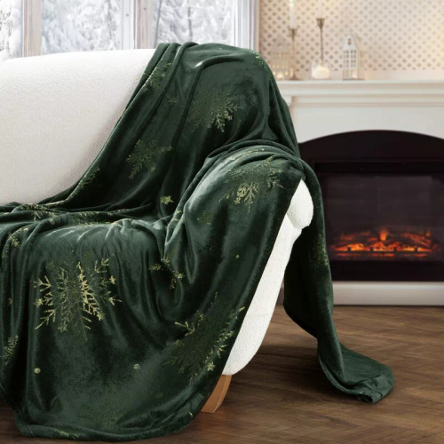 Narzuta świąteczna Eurofirany zielona – miękki koc z mikrofibry, ciepły i lekki