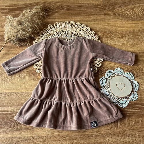 Sukienka z długim rękawem Velvet SV002 Mamatti - brązowy