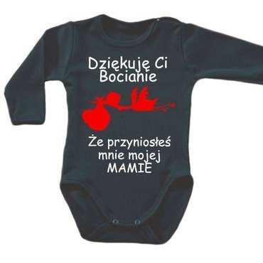 "Dziękuję ci bocianie" body długi rękaw Moocha czarny