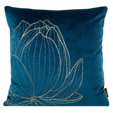 Poszewka dekoracyjna welwetowa Blink 19 kwiat lotosu Eurofirany granat