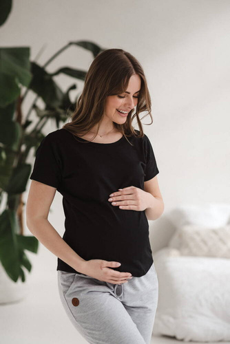 Bluzka ciążowa i do karmienia z krótkim rękawem Two Ways Milk&Love czarny 