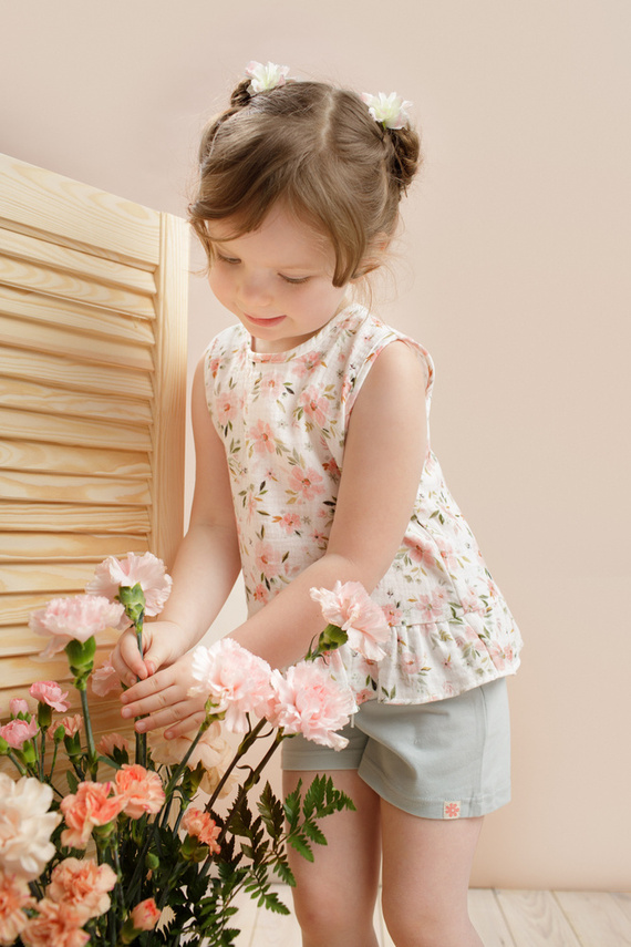 Bluzka na ramiączkach Summer Garden Pinokio - ecru różowy