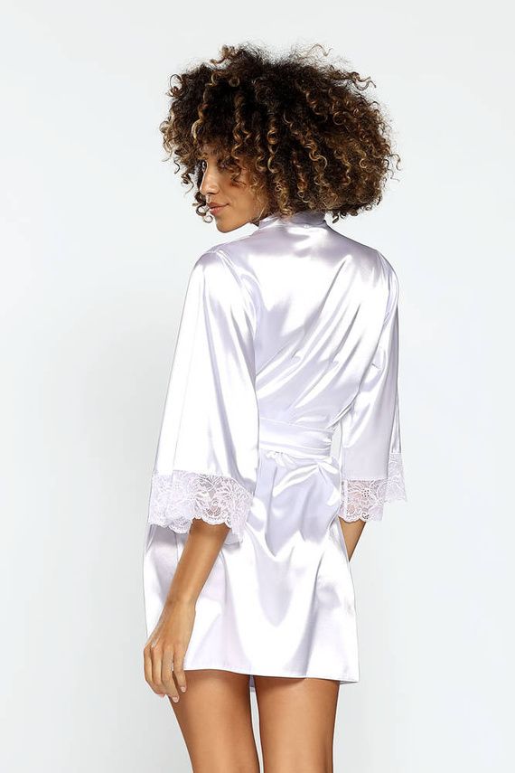 Belinda Satynowy Szlafrok Damski DKaren - biały