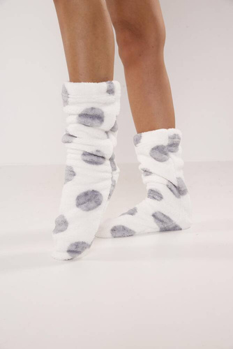 Gładkie skarpetki 553/554 Wellsoft De Lafense - ecru duże koła