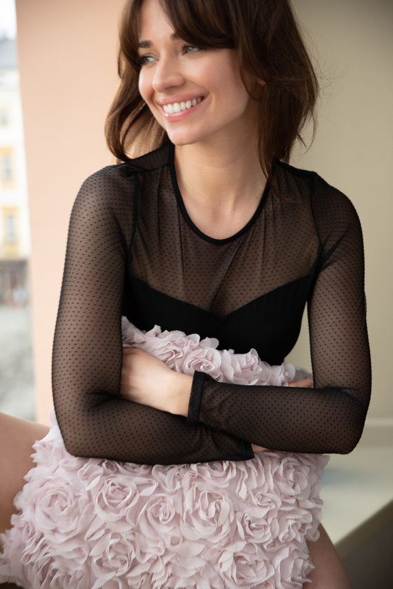 Body z długim rękaw Cindy Babell - czarny