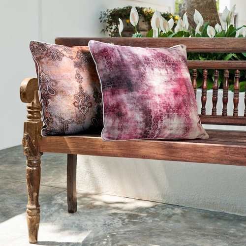 Poszewka dekoracyjna Len 19 z nadrukiem Eurofirany bordowy 