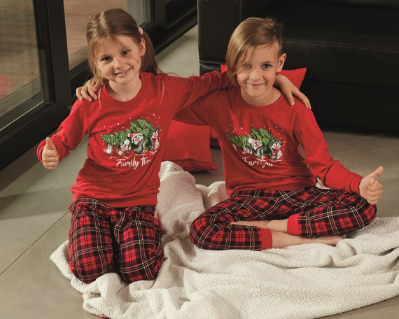 Piżama dziewczęca 594/159, 592/159 Family Time Cornette czerwony