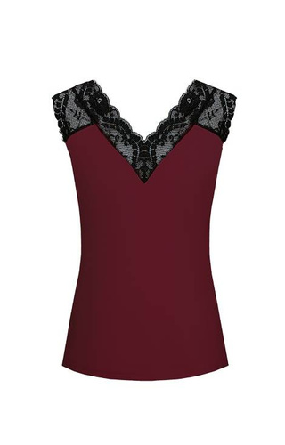 Margot Mix&Match Koszulka Piżamowa Koronka  Nipplex - burgund