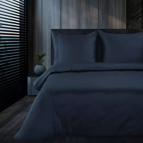 Jednobarwna pościel bawełniana Elegant 1F Eva Minge granatowy | Satynowa miękkość w Twojej sypialni