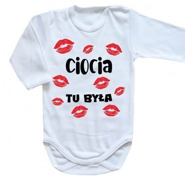 Body długi rękaw "CIOCIA tu była" Moocha biały