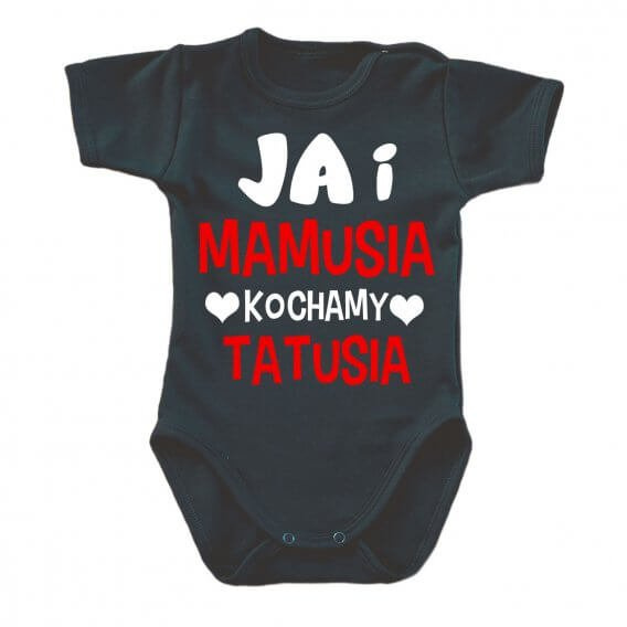Body krótki rękaw "JA i mamusia kochamy tatusia" Moocha czarny