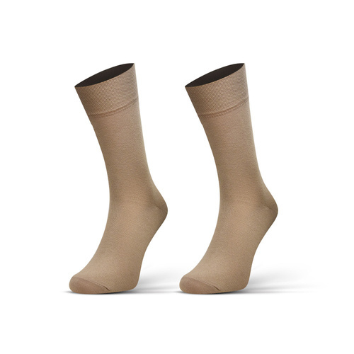 Classic Skarpety męskie klasyczne  Sesto Senso garniturowe beżowy gładki