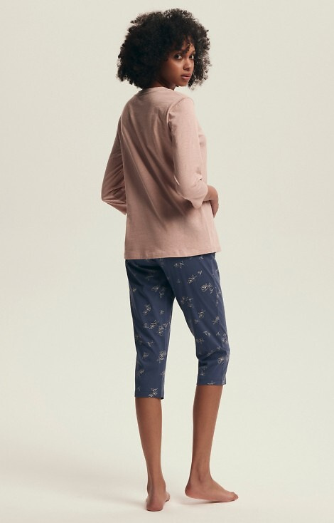 Bawełniana piżama damska Henderson Delanie 43699 – koszulka 3/4 + rybaczki