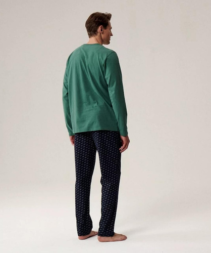 Bawełniana piżama męska NMP-390 Atlantic – długi rękaw, wygodna i stylowa na zimę