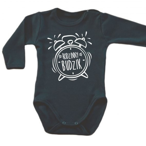 "Budzik rodzinny" body długi rękaw Moocha biały