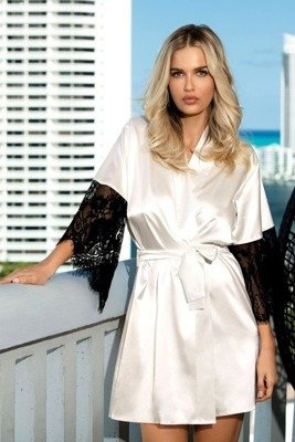 Dagmara Satynowy Szlafrok Damski DKaren - ecri