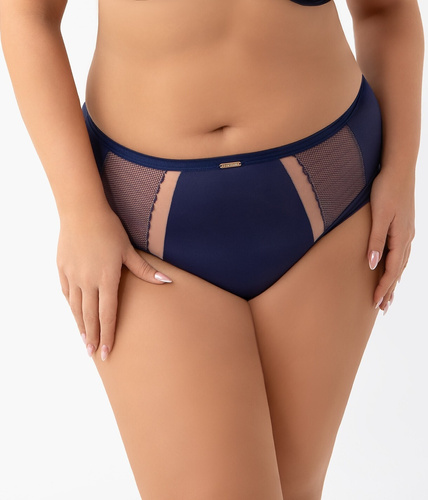 Gorsenia Luisse K442/1 – Granatowe figi z wysokim stanem i tiulowym wykończeniem | Komfort i lekko modelujący efekt