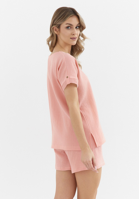 Piżama damska 136 muślinowa Cana - morelowa