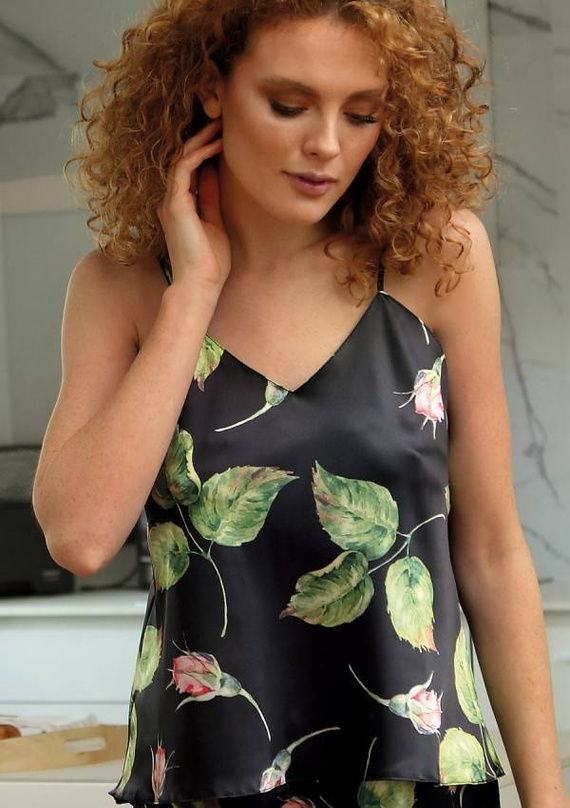 Top damski, wąskie ramiączko Flowers DK-TK DKaren - biały 005