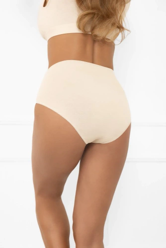 Libra maxi – figi damskie bawełniane z koronką Italian Fashion - pudrowy 