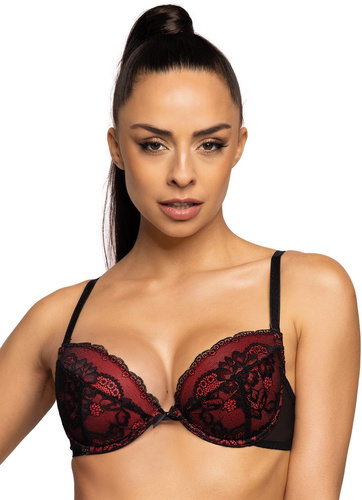 Biustonosz Push-up M-3755/1  Mollie  Mat - czarny czerwony