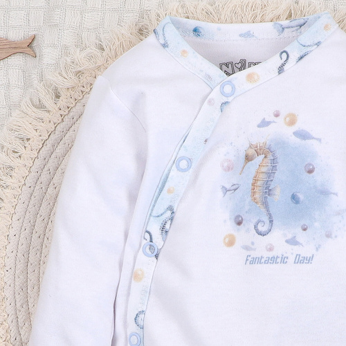 Nini Body Sea Of Joy kopertowe – bawełna organiczna, dla noworodka Nini biały 