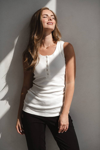 Koszulka ciążowa do karmienia w prążki na ramiączkach Tummy Milk&Love śmietankowy