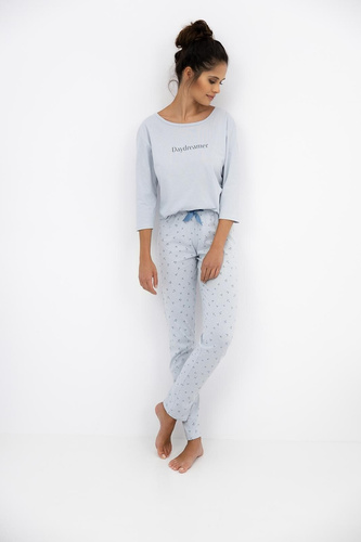 Sensis Daydreamer 3/4 – bawełniana piżama damska z koszulką i wzorzystymi spodniami