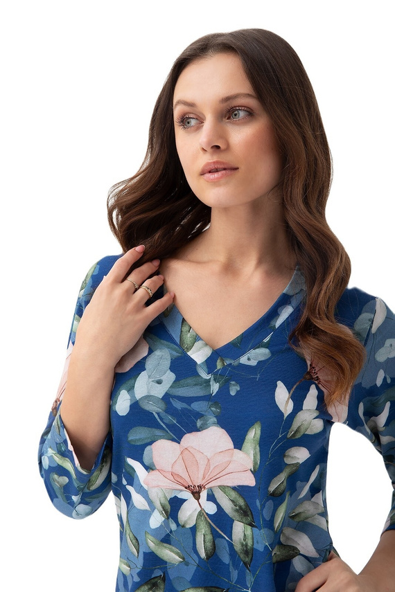 Koszula Nocna z długim rękawem 197 Luna - niebieski