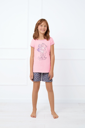 Piżama dla dziewczynki Lotte Italian Fashion - róż/druk 