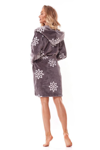 Krótki Szlafrok Damski 2316 Miss Fleur L&L - onyx