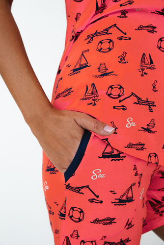 Piżama Damska wąskie ramiączko, spodenki Marina Italian Fashion - czerwony