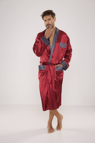 940 Satyna szlafrok męski Forex - bordo
