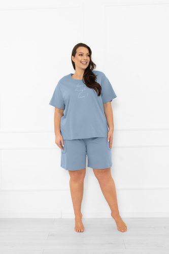 Piżama damska Ksara Italian Fashion – wygodny komplet z krótkim rękawem - stalowy