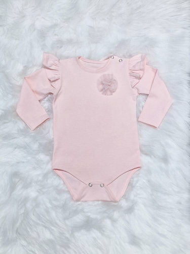 Body z długim rękawem Rozalia Bambarillo pudrowy róż