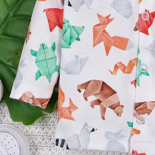 Kaftanik niemowlęcy z bawełny organicznej Fun Origami Nini druk