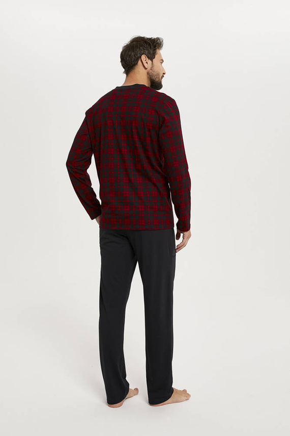 Piżama Męska długi rękaw, długie spodnie Eliasz Italian Fashion - druk/czarny